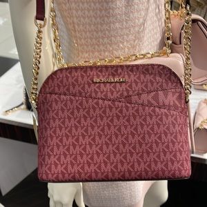 MICHAEL KORS Jet Set Medium Logo Dome Satchel Mulberry Multi